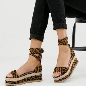 RAID Elva leopard flatform espadrille sandals